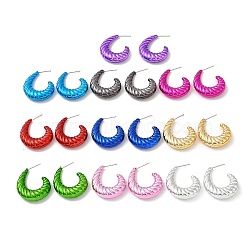 Croissant Acrylic Stud Earrings, Half Hoop Earrings with 316 Surgical Stainless Steel Pins, Mixed Color, 31.5x7.5mm(EJEW-P251-37)