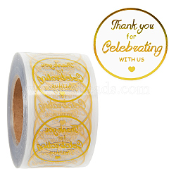 Hot Stamping BOPP Thank You Gift Sticker Rolls, Waterproof Round Dot Decals for DIY Scrapbooking Craft, Gold, 38x0.1mm, 500 sheets/roll(STIC-WH0004-20)