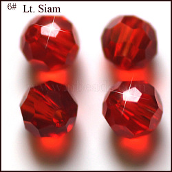 Imitation Austrian Crystal Beads, Grade AAA, K9 Glass, Faceted(32 Facets), Round, Red, 10mm, Hole: 0.9~1mm(SWAR-F021-10mm-227)