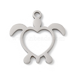 201 Stainless Steel Pendants, Sea Turtle Charm, Laser Cut, Anti-Tarnish, Stainless Steel Color, 16x16x1mm, Hole: 1.4mm(STAS-S157-10P)