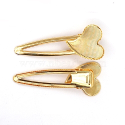 Iron Alligator Hair Clips Findings, for Enamel, Heart, Golden, 70x28mm(PW-WG652D4-04)