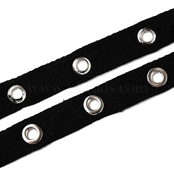 Cotton Ribbons with Eyelet Rings, for Garment Accessories, Black, 3/4 inch(20mm), hole: 6mm(OCOR-WH0073-74)