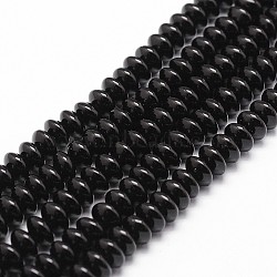 Natural Black Onyx Beads Strands, Grade A, Dyed & Heated, Rondelle, 6x4mm, Hole: 1mm, about 95pcs/strand, 15.16 inch~15.35 inch(G-P161-20-6x4mm)