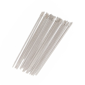 Carbon Steel Sewing Needles, Darning Needles, Size: about 58mm long, 0.7mm thick, hole: 0.6mm, 25pcs/bag