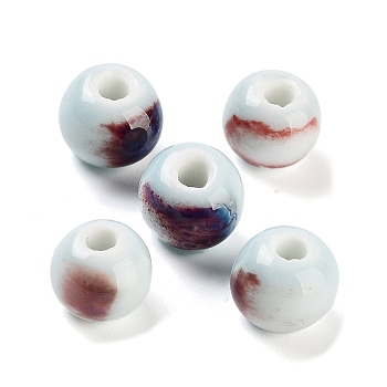 Handmade Porcelain Beads, Famille Rose Style, Round, Round, 10x10x9mm, Hole: 2.8mm, 5PCs/ set