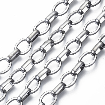 Unwelded Iron Box Chains, Cable Chains, with Spool, Gunmetal, 13.4x10.3x1.6mm and 11.6x6.3~6.6x3mm, about 32.8 Feet(10m)/roll