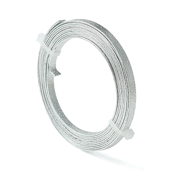 Textured Aluminum Wire, Bendable Metal Craft Wire, Flat Craft Wire, Bezel Strip Wire for Cabochons Jewelry Making, Silver, 18 Gauge, 5x1mm, about 6.56 Feet(2m)/roll