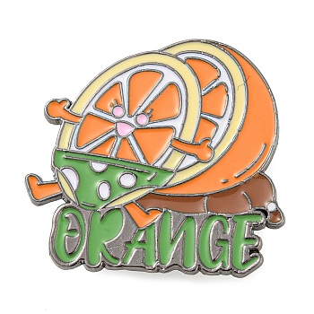 Fruit Theme Enamel Pins, Gunmetal Zinc Alloy Brooches for Backpack Clothes, Orange, 28x30x1mm