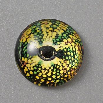 Glass Cabochons, Half Round with Eye Pattern, Craft Eyes for Doll Making, Yellow, 20x6.5mm