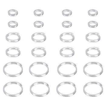 24Pcs 3 Styles 925 Sterling Silver Split Rings, Double Loop Ring, Silver, 4~8x1.3~2mm(22 Gauge~12 Gauge), Inner Diameter: 2.7~7mm, 8pcs/style