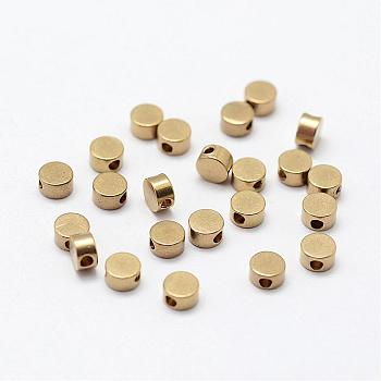 Brass Beads, Nickel Free, Flat Round, Raw(Unplated), 6x3mm, Hole: 1.5mm