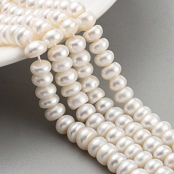 Natural Cultured Freshwater Pearl Beads Strands, Grade 5A, Rondelle, PapayaWhip, 6~7mm, Hole: 0.6mm, about 44pcs/strand, 6.89 inch(17.5cm)