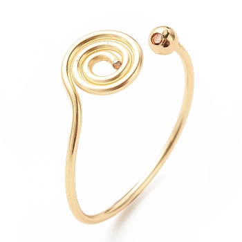 Copper Wire Wrap Vortex Open Cuff Ring for Women, Golden, US Size 9(18.9mm)