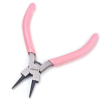 45# Carbon Steel Jewelry Pliers, Round Nose Pliers, Polishing, Pink, 11.05x9.4x0.75cm
