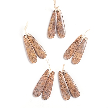 Natural Picture Jasper Pendants, for Jewelry Making, Teardrop, 45~45.5x12~12.5x4~4.5mm, Hole: 1mm