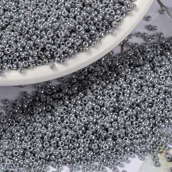 MIYUKI Round Rocailles Beads, Japanese Seed Beads, (RR443) Opaque Gray Luster, 15/0, 1.5mm, Hole: 0.7mm, about 5555pcs/bottle, 10g/bottle