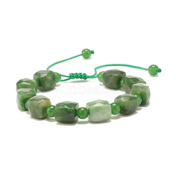 Natural Canadian Jade & Malaysia Jade Braided Bead Bracelet, Adjustable Gemstone Jewelry for Women, Green, Inner Diameter: 2-1/8 inch(5.5cm)(BJEW-JB07563)
