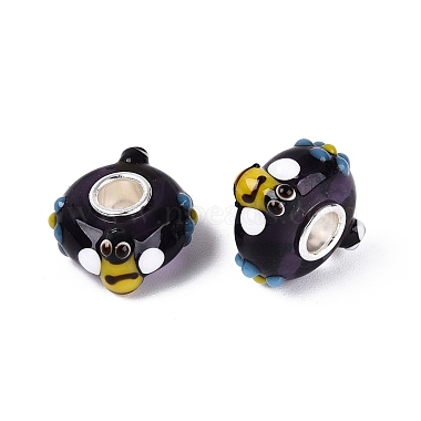 3D Lampwork & Brass Core European Beads(LAMP-Q042-01B)-1