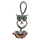 Wire Wrapped Brass Owl & Natural Green Aventurine Pendant Decoration(HJEW-C006-01C)-1