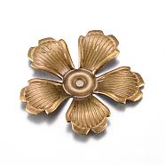 Iron Pendants, Etched Metal Embellishments, Flower, Antique Bronze, 33x34x3mm, Hole: 2.5~3mm(IFIN-Q118-11AB)