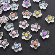 Transparent Resin Cabochons, Flower, Mixed Color, 7.5x7.5x3mm(X-CRES-Q216-017)