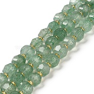 Natural Green Strawberry Quartz Beads Strands, with Seed Beads, Faceted Rondelle, 7~8x5~6mm, Hole: 1mm, about 45~46pcs/strand, 14.57''~14.96''(37~38cm)(G-P508-A17-01)