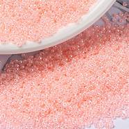 MIYUKI Round Rocailles Beads, Japanese Seed Beads, (RR517) Baby Pink Ceylon, 15/0, 1.5mm, Hole: 0.7mm, about 5555pcs/10g(X-SEED-G009-RR0517)