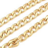 Vacuum Plating 304 Stainless Steel Cuban Link Chains, Unwelded, with Spool, Golden, 22.5x15x4mm, 16.4 Feet(5m)/roll(STAS-B020-07G)