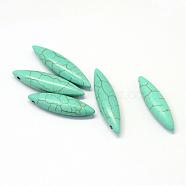 Synthetic Turquoise Gemstone Pendants, Rice, Dyed , Turquoise, 31x8x6mm, Hole: 1.5mm(TURQ-S283-01B)
