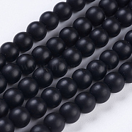 Synthetic Black Stone Beads Strands, Frosted, Round, 6mm, Hole: 1mm, about 65pcs/strand, 15.7 inch(G-R345-6mm-38-1)