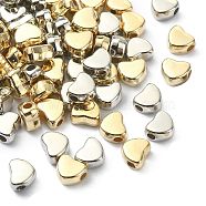 100Pcs 2 Colors CCB Plastic Bead, Heart, Platinum & Golden, 5.5x6.5x3.5mm, Hole: 1.8mm, 50pcs/color(KY-CJ0001-64)