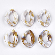 Acrylic Linking Rings, Quick Link Connectors, For Curb Chains Making, Imitation Gemstone Style, Twist, Floral White, 29x21x6.5mm, Hole: 17x8mm, about 315pcs/500g(OACR-S021-19A-05)