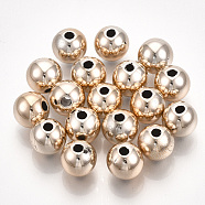UV Plating ABS Plastic Beads, Round, Rose Gold Plated, 12x11.5mm, Hole: 2mm(CCB-S162-29D-03)