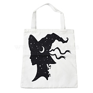 Canvas Tote Bags, Reusable Polycotton Canvas Bags, for Shopping, Crafts, Gifts, Witch, Human, 59cm(ABAG-M005-02D)