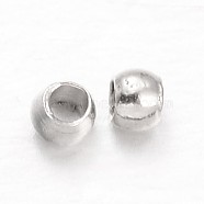 Rondelle Brass Crimp Beads, Platinum, 1.5mm, Hole: 0.5mm(KK-L134-33P-01)