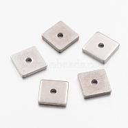 304 Stainless Steel Spacer Beads, Square, Stainless Steel Color, 8x8x0.8~1mm, Hole: 1.2mm(STAS-E134-19P)
