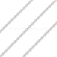 Rhodium Plated 925 Sterling Silver Cable Chains, Soldered, Platinum, 1.5x1.2x0.3mm(STER-E072-02P-02)