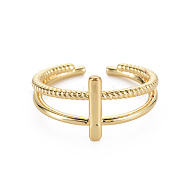 Brass Cuff Rings, Open Rings, Nickel Free, Real 16K Gold Plated, US Size 8 3/4(18.7mm)(RJEW-Q164-029-NF)