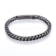Retro 304 Stainless Steel Chain Bracelets, with Bayonet Clasps, Antique Silver, 8-5/8 inch(22cm), 6x6mm(BJEW-L631-44AS)
