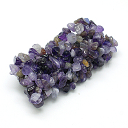 Gemstone Chip Bracelets, Natural Amethyst Chips Jewelry,  about 51mm in diameter(X-B007)