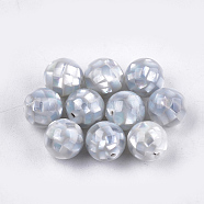 Resin Beads, with Shell, Round, Gray, 10~10.5mm, Hole: 1mm(SSHEL-T007-10mm-04)