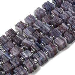 Handwork Lampwork Beads, with Glass Spacer Beads, Square, Dark Slate Blue, 6x6x5~5.5mm, Hole: 0.9mm, about 54~55pcs/strand, 15.75~15.94''(40~40.5cm)(LAMP-B022-01B)