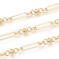 3.28 Feet Brass Handmade Link Chains, with Paperclip Chains, Long-Lasting Plated, Real 18K Gold Plated, Link: 7x7x3.5mm and 6.5x1.2mm, Oval: 22x6x1.3mm(X-CHC-M019-06G)