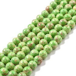 Synthetic Imperial Jasper Beads Strands, Dyed, Round, Green Yellow, 8mm, Hole: 1.2~1.4mm, about 48pcs/strand, 14.96''(38cm)(G-E568-01B-01)