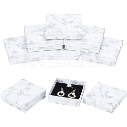 Paper Cardboard Jewelry Boxes, Square, White, 9.1x9.1x2.9cm(CBOX-BC0001-20)