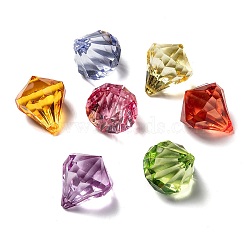 Diamond Shaped Mixed Color Transparent Acrylic Faceted Pendants, Mixed Color, 44x36mm, Hole: 3mm(X-TACR-PL673-M)
