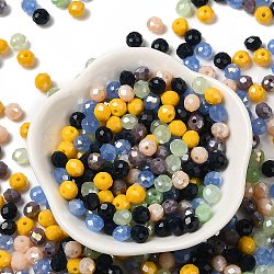 Glass Beads, Faceted, Rondelle, Mixed Color, 6x5mm, Hole: 1mm, about 280pcs/60g(EGLA-A034-SM6mm-54)
