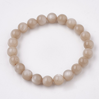 Natural Sunstone Stretch Bracelets, Round, 2-1/8 inch(5.5cm), Bead: 8mm