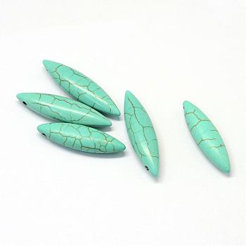 Synthetic Turquoise Gemstone Pendants, Rice, Dyed , Turquoise, 31x8x6mm, Hole: 1.5mm