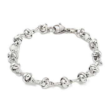 304 Stainless Steel Ring Link Chain Bracelet, Stainless Steel Color, 8 inch(20.3cm)